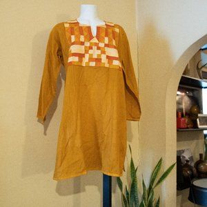 1970s Orange Boho Tunic Size M/L